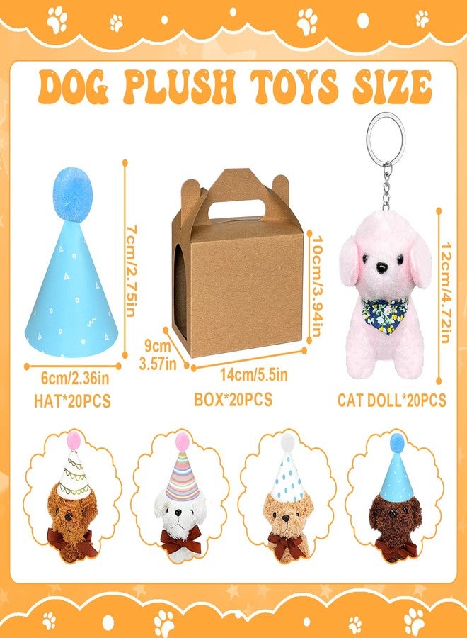 Jiytivity 60 Pcs Adopt a Dog Party Favors Include 20 Mini Puppy 20 Foldable Kraft Boxes 20 Birthday Hats Mini Plush Stuffed Animals for Adopt a Puppy Party Supplies Gifts - Image 2